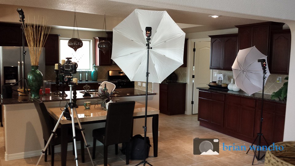 Behind the camera photographing a kitchen in El Paso TX