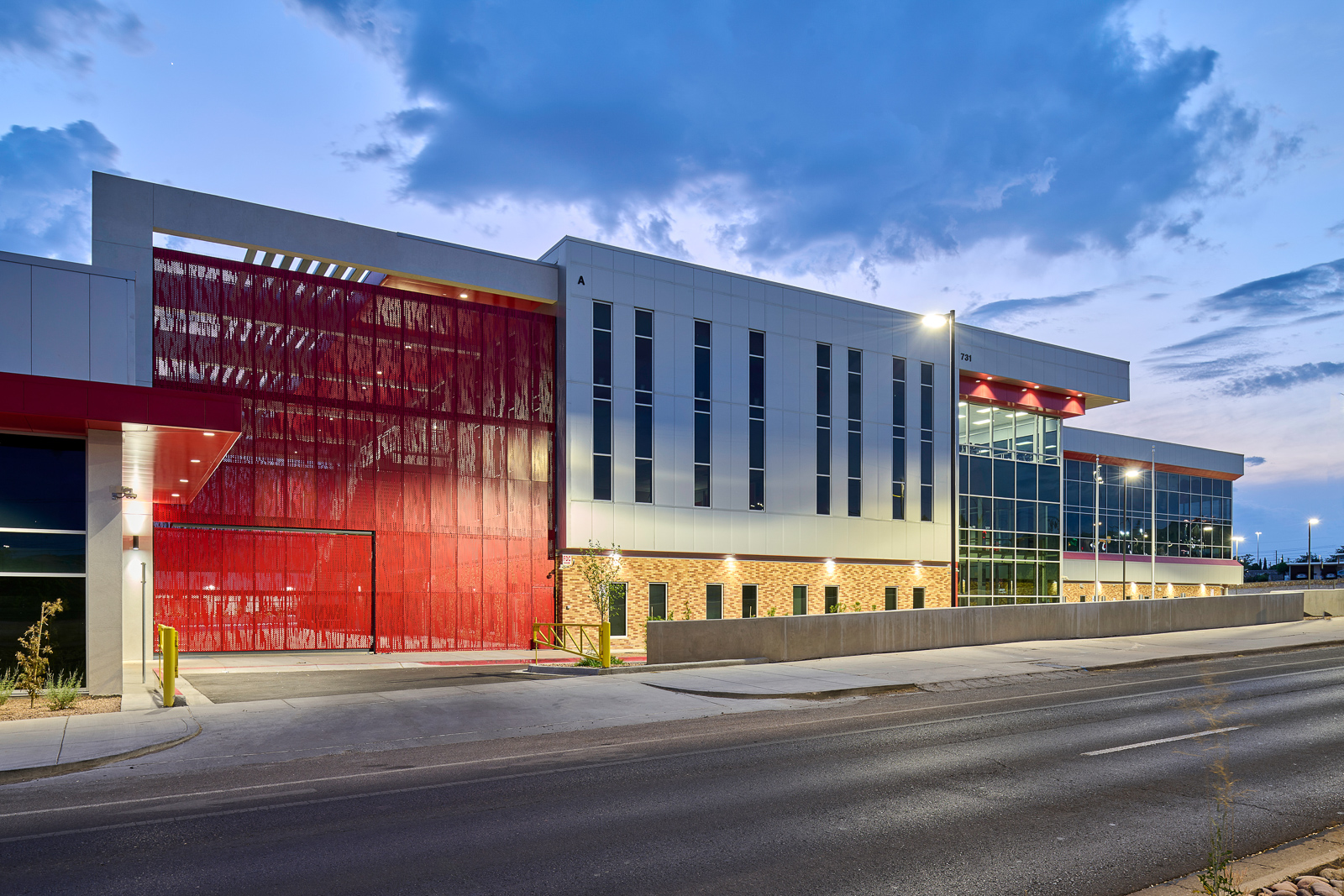 Bel Air High School Exterior at Night