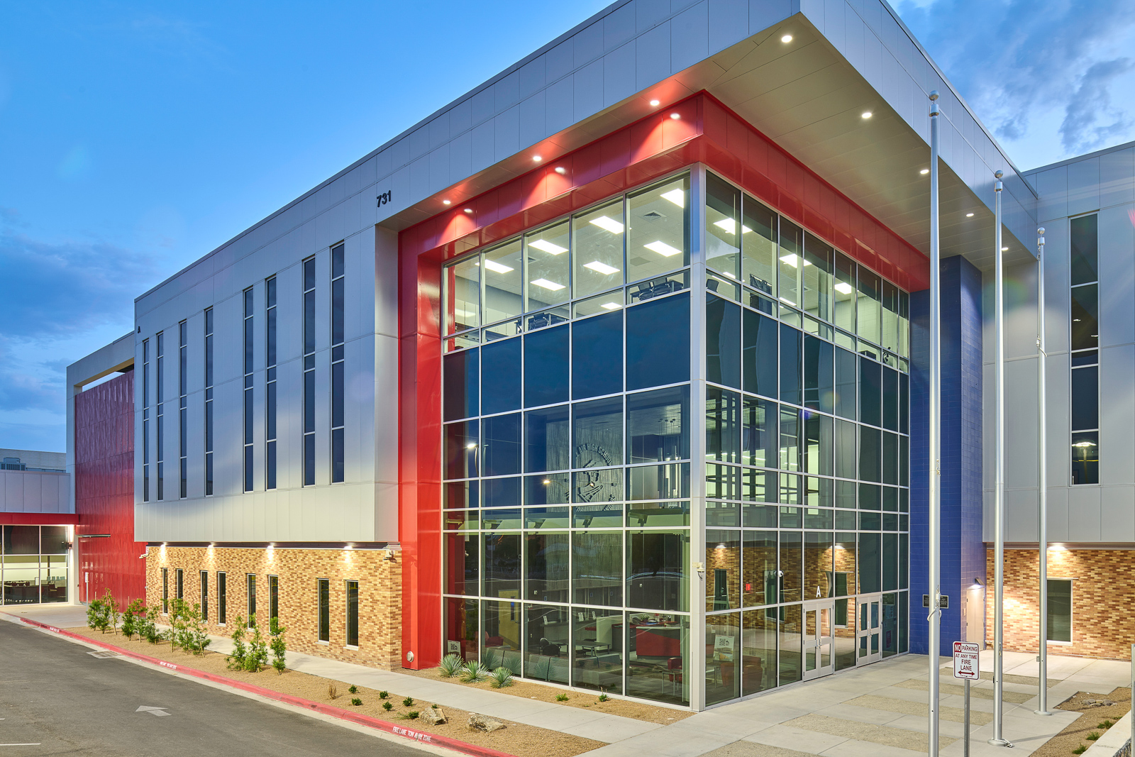Bel Air High School Exterior at Night