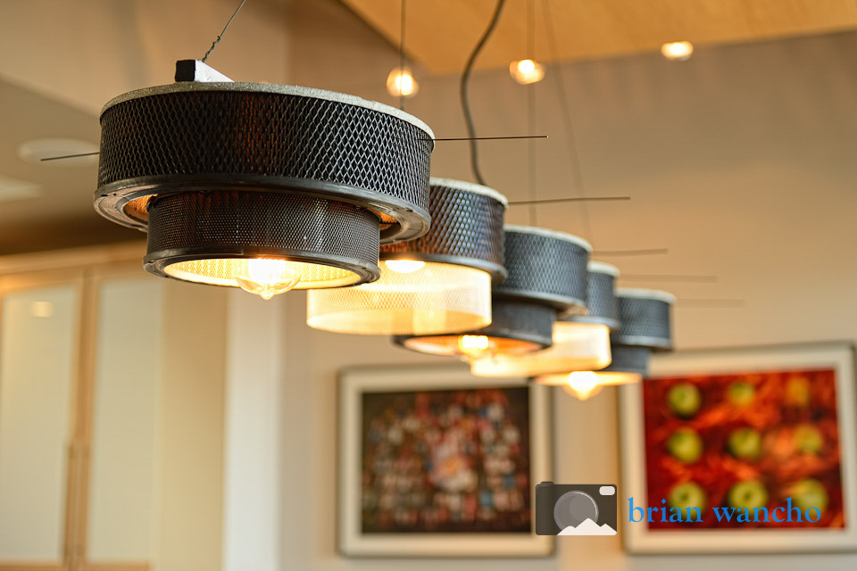 light fixture created from car air filters