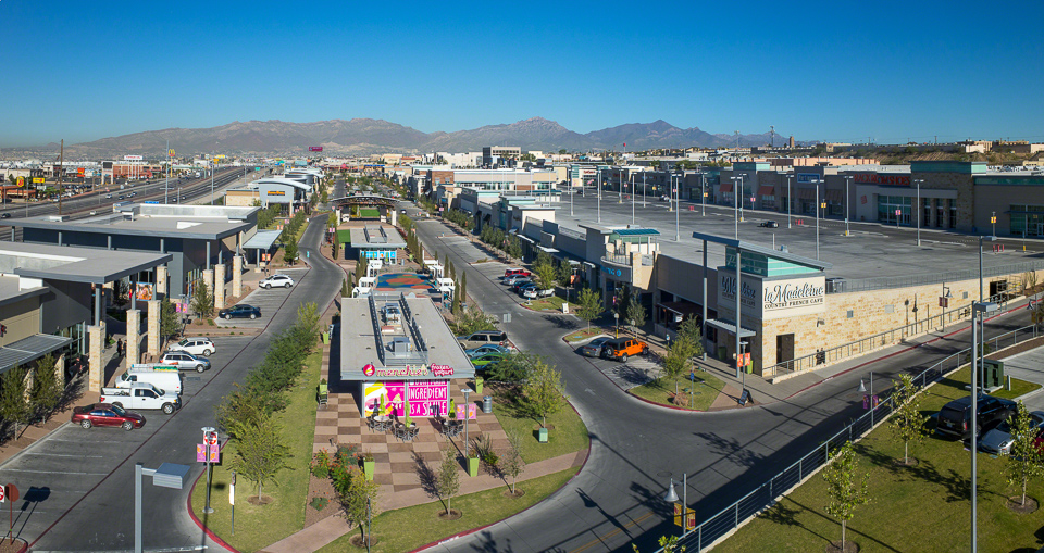 Aerial photography of The Fountains at Farah in El Paso