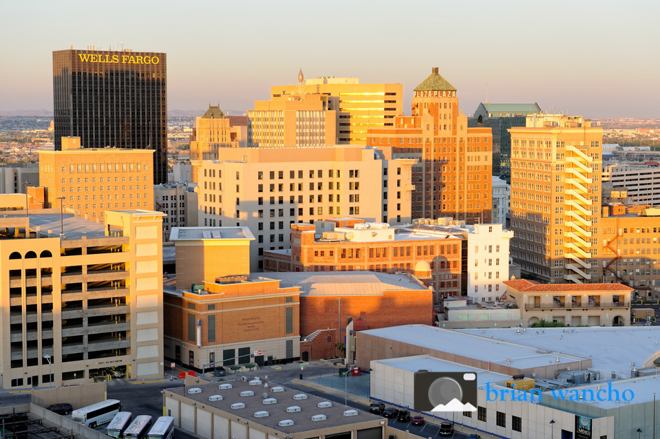 Downtown El Paso Buildings at the Golden Hour.