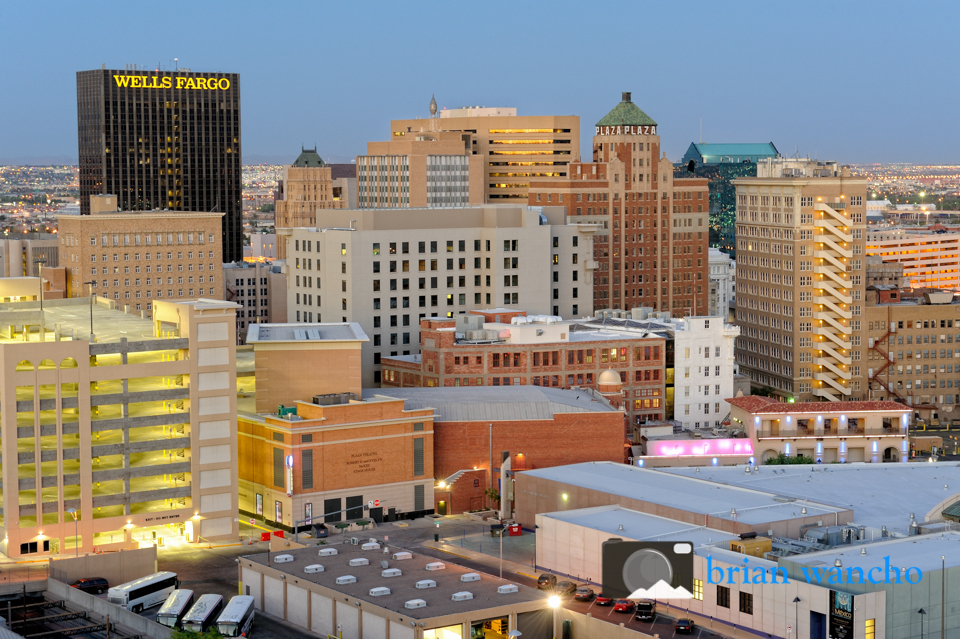 Day turns to evening in downtown El Paso